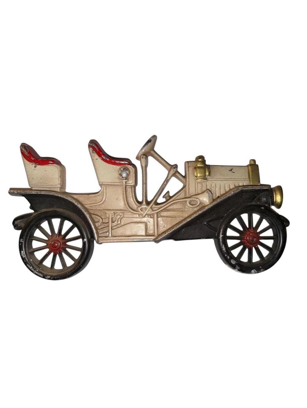 Vintage Midwest Cast Iron 1910 Buick Wall Plaque Decor Black Cream Red 20